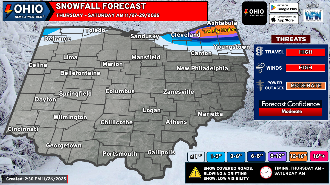 Latest Thanksgiving Lake Effect Snow Forecast - Ohio News & Weather